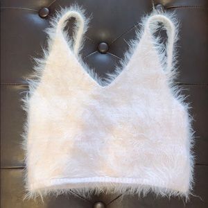 Kimchi Blue Fuzzy Pink Croptop